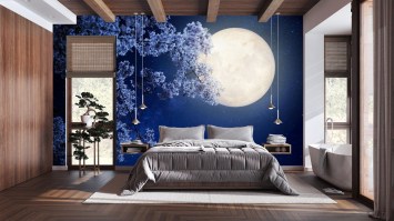 BLUE MOON | Carta da parati blu con luna